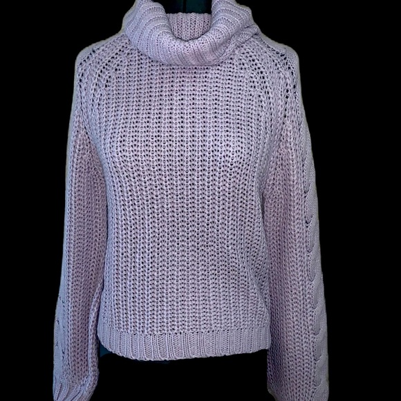 Derek Heart Lavender Cowl Neck Cable Knit Sweater Women’s Size M NWOT - Picture 1 of 14